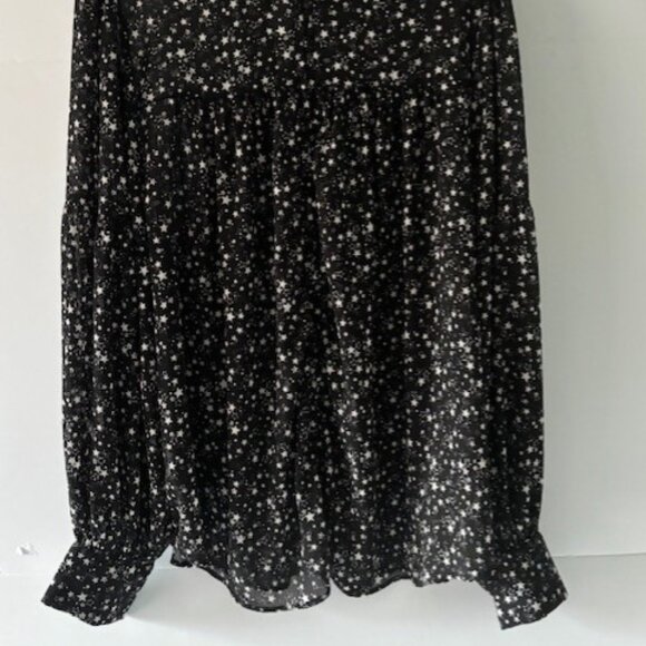 Torrid Blouse 3X Keyhole Sheer Black White High Neck Star Balloon Sleeve Minimal - Picture 4 of 10